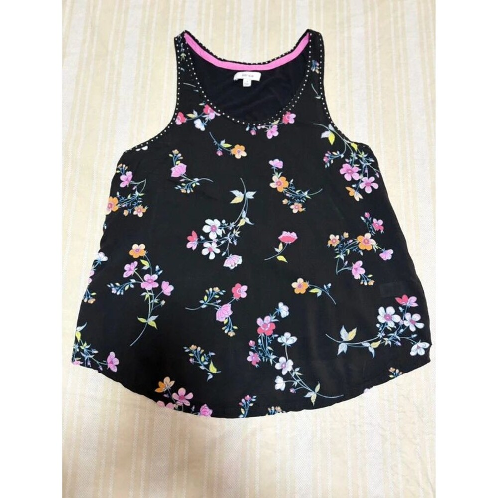 Kensie Black Floral Sleeveless Tank Top - Size S